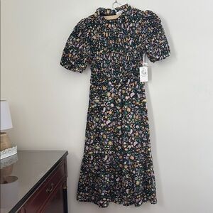 Tuckernuck Black Puff Sleeve Mock Neck Midi Dress